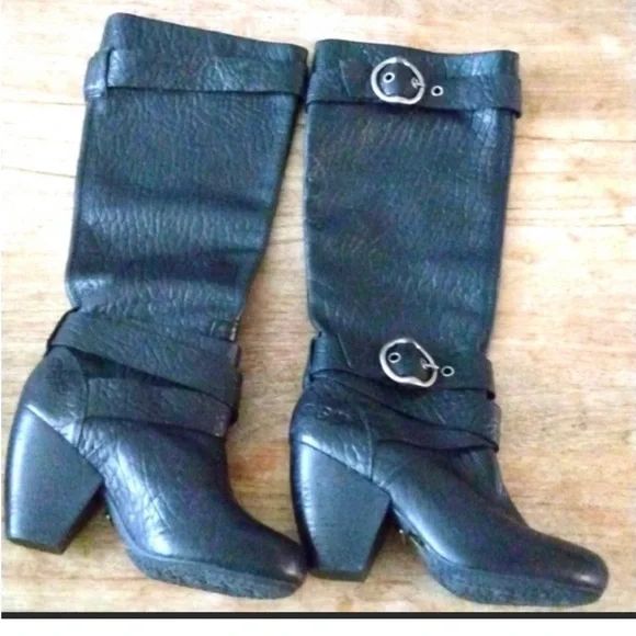 Lucky brand Candace biker black leather tall boots sz 7.5 - Picture 3 of 6